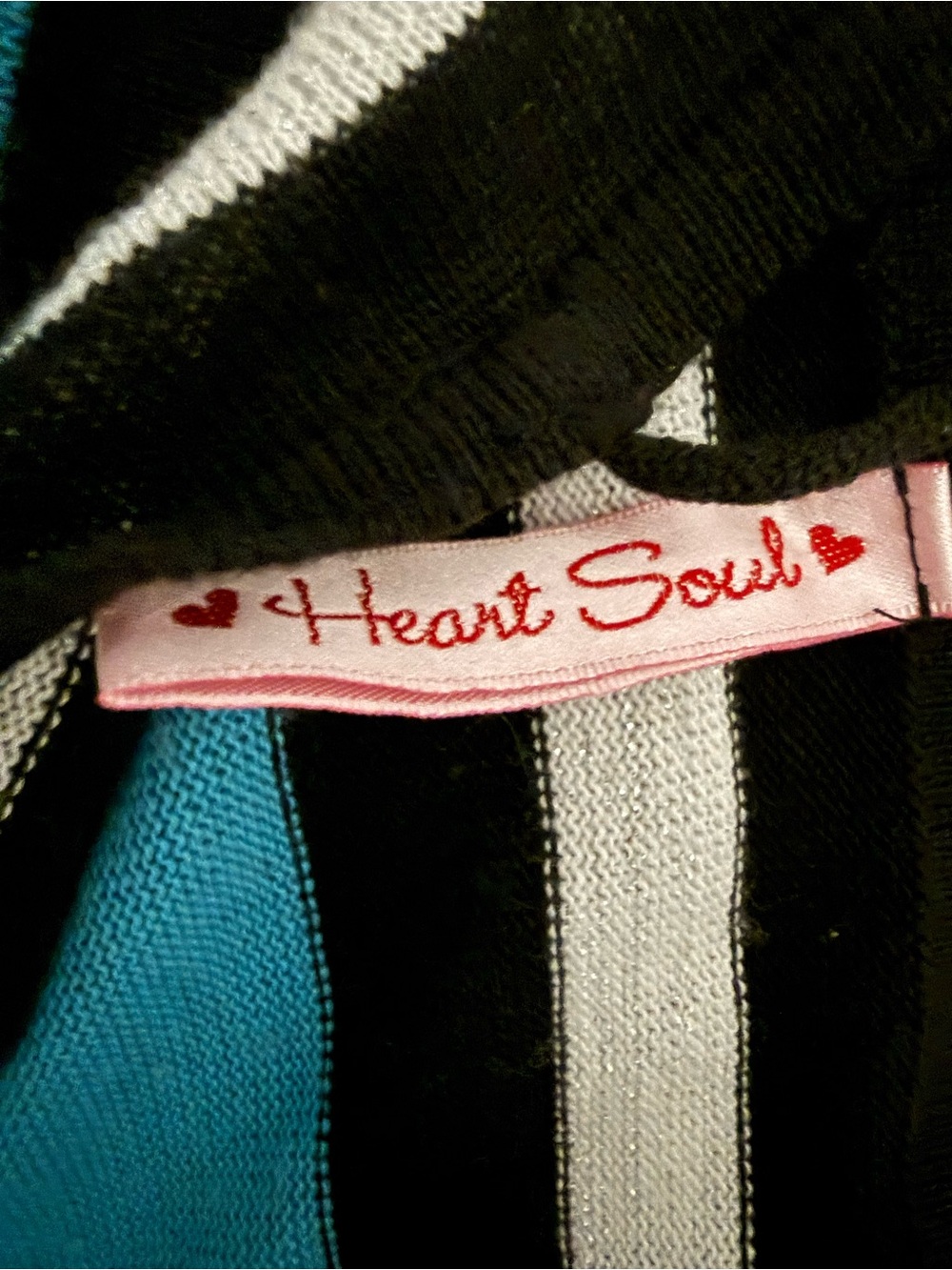 Heart Soul Black V-Neck Sweater with Teal, Yellow & White Stripes - Picture 6 of 7